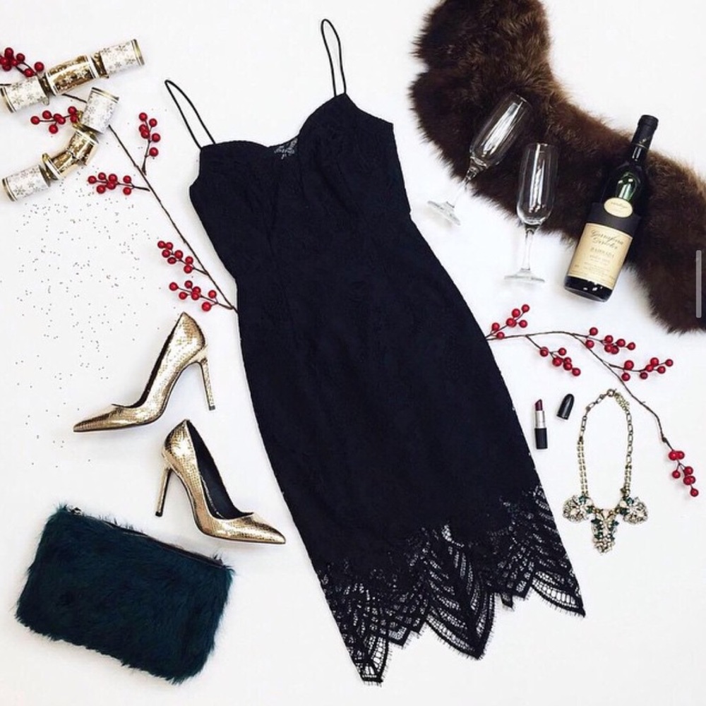 Ever New black lace midi dress